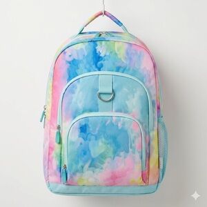 NWOT Pottery Barn Teen Gear Up Rainbow Watercolor Tie Dye Large Backpack 17"H